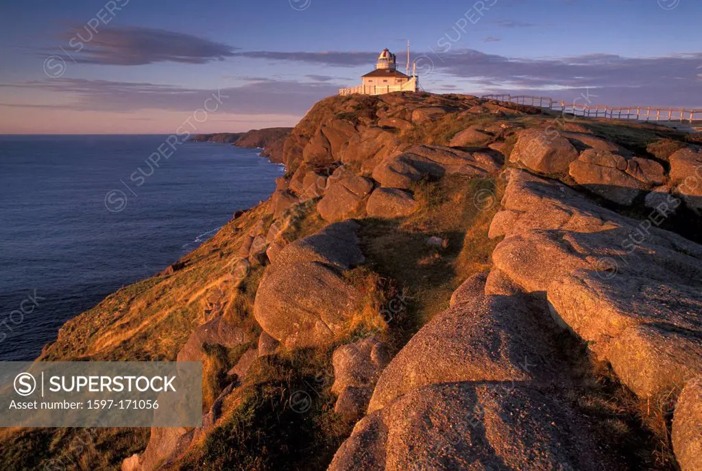 Lighthouse, Cape Spear, National, Historic Site, Newfoundland, Canada, rocks, cliff, coastline, sunset