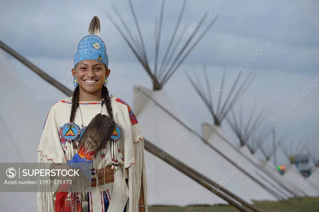 USA, United States, America, North America, Oklahoma, Comanche, indian, Pow Wow, girl, princess, native, woman, american, pretty, bead work, crown, ti...