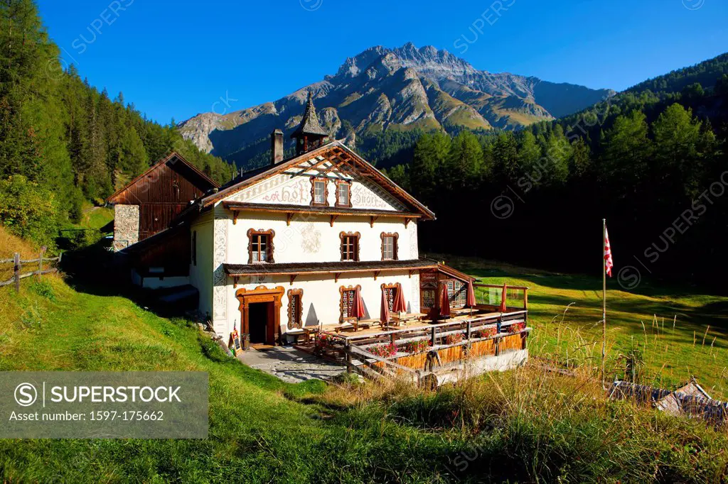 farm, hof, Zuort, Switzerland, Europe, canton, Graubünden, Grisons, Engadin, Engadine, Val Sinestra, inn, restaurant