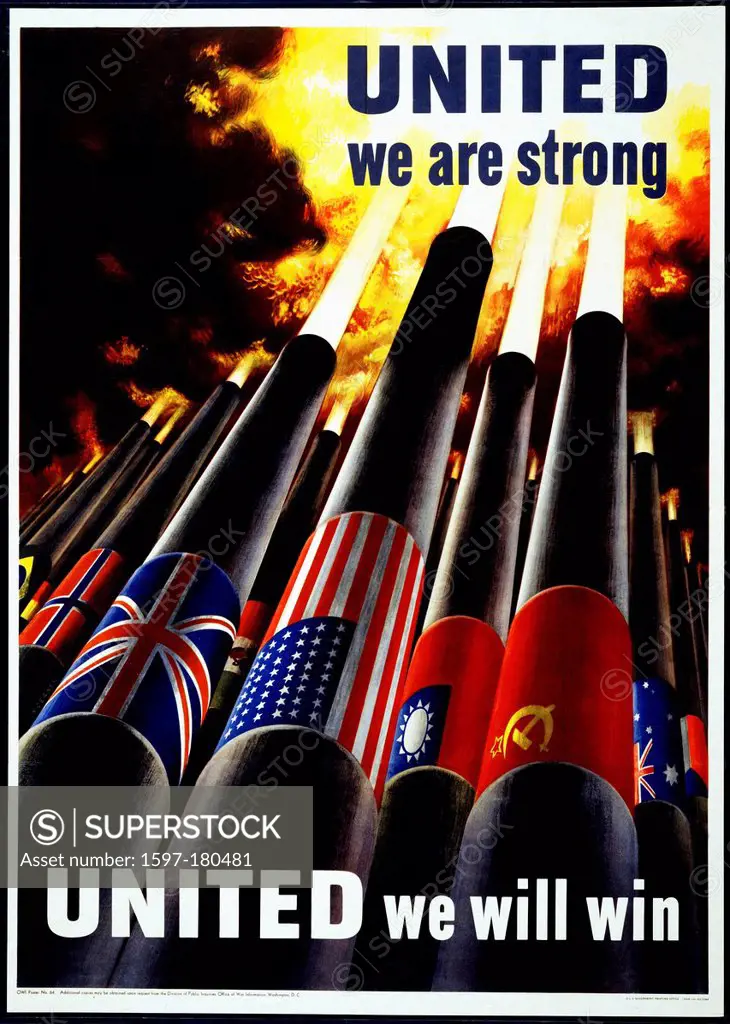 World war II, world war, war, poster, propaganda, propaganda poster, USA, second world war, American, propaganda, cannons, allies, Allied Forces, flag...