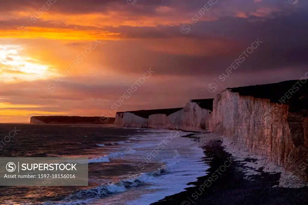 English Channel, South Downs National Park, East Sussex,