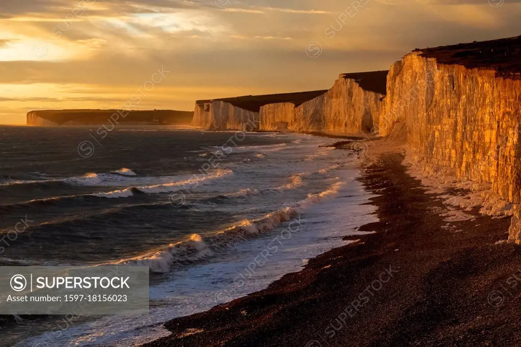 English Channel, South Downs National Park, East Sussex,