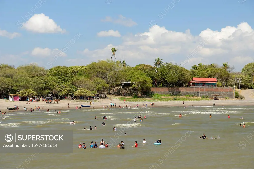 Central America, Nicaragua, Rivas, beach, people, San Jorge, Lago Nicaragua, beach, swim, surf, bath, Lake Nicaragua