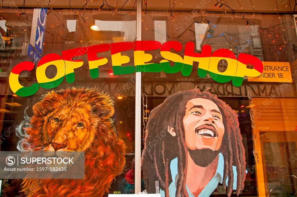 Amsterdam, Bob Marley, coffee shop, Europe, Holland, lion, Marley, the Netherlands, joint, shop,
