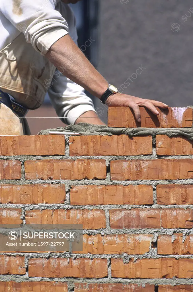 Man, Building, Brick, Wall, person, activities, activity, brick, brick, wall, brick, walls, bricklayer, bricklayers, b