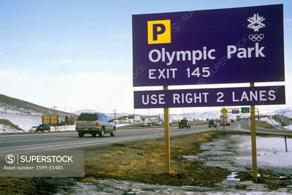 Olympic traffic sign during 2002 Winter Olympics, Salt Lake City, UT