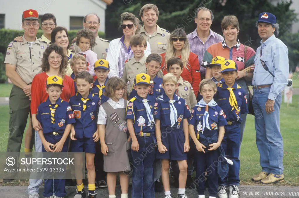 A Cub Scout troop with their leaders