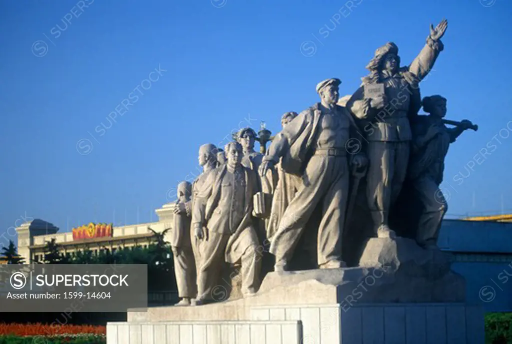 Statue at the Monument to the People's Heroes in Beijing in Hebei Province, People's Republic of China