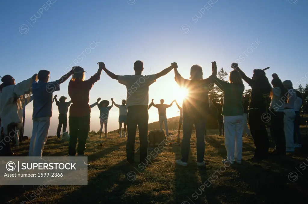 Circle of people at Earth Day Ceremony