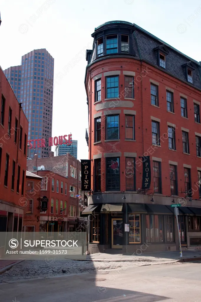 Red brick buildings in North End, Italian section of Boston, MA