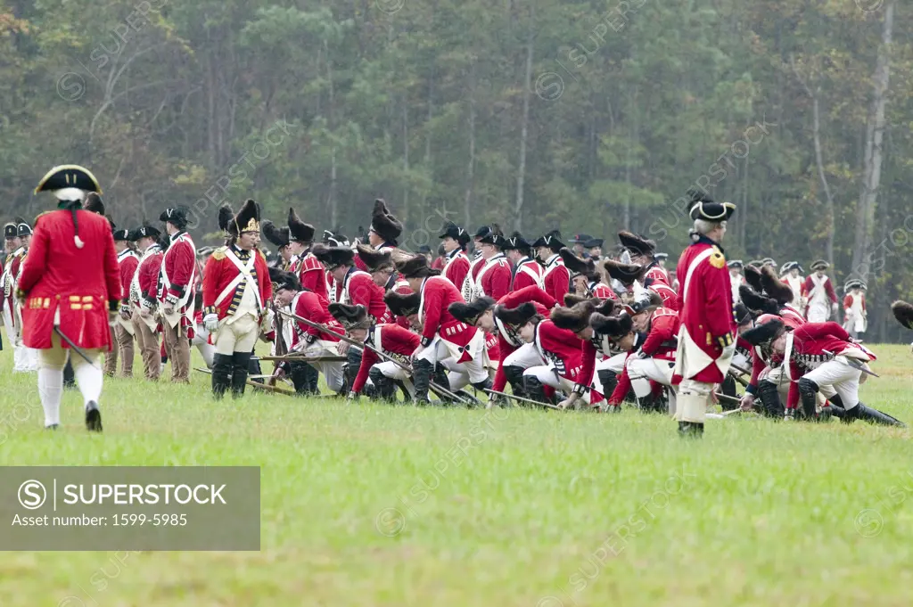 General Charles O'Hara surrenders to General George Washington at the 225th Anniversary of the Victory at Yorktown, a reenactment of the siege of Yorktown, where General George Washington commanded 17,600 American troops and French Comte de Rochambeau lead 5500 French troops, together defeating General Lord Cornwallis, who surrendered his arms on October 19, 1781, ending the Revolutionary War, thus making the 13 Colonies the United States of America, an independent nation. On October 19-22, 2006