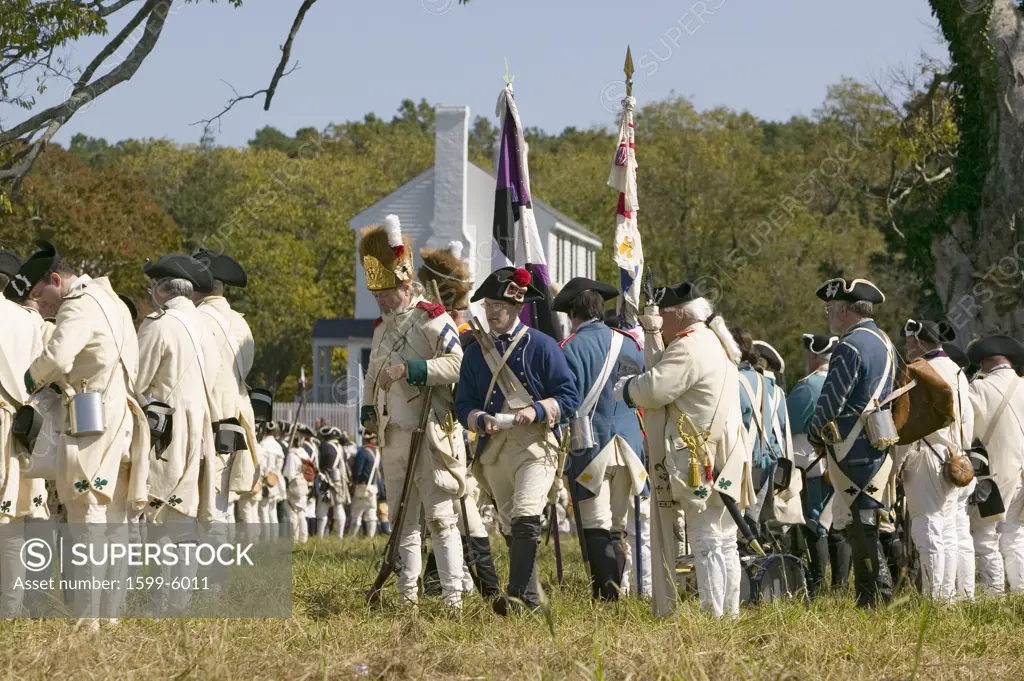 Re-enactment of Attack on Redoubts 9 & 10 where the major infantry action of the siege of Yorktown took place.  General Washington's armies captured two British fortifications, Endview Plantation (circa 1769), near Yorktown Virginia.  Part of the 225th anniversary of the Victory of Yorktown, a reenactment of the defeat of the British Army and the end of the American Revolution.