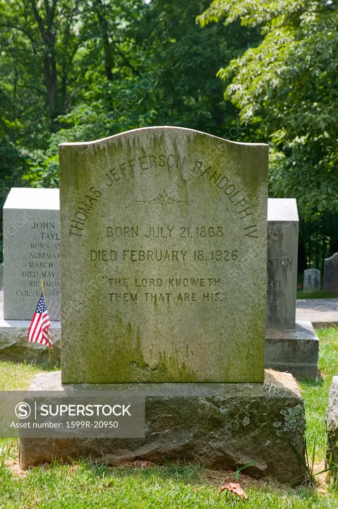 Randolph family tombstone in private Monticello Graveyard,  Charlottesville, Virginia, home of Thomas Jefferson