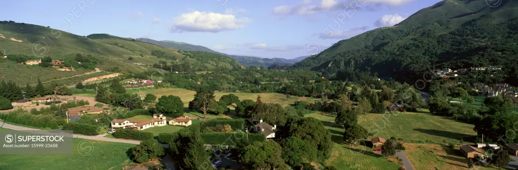 Carmel Valley overlook in panoramic format, Carmel Valley Road in Northern California East of Carmel