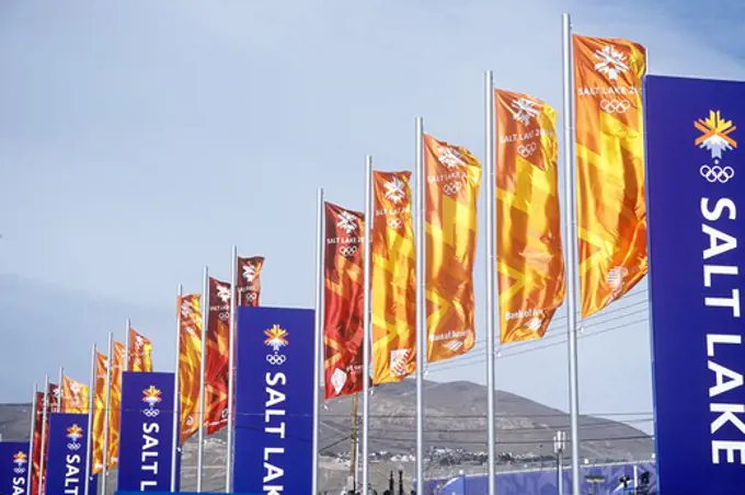 Flags at Olympic Square, near Delta during 2002 Winter Olympics, Salt Lake City, UT