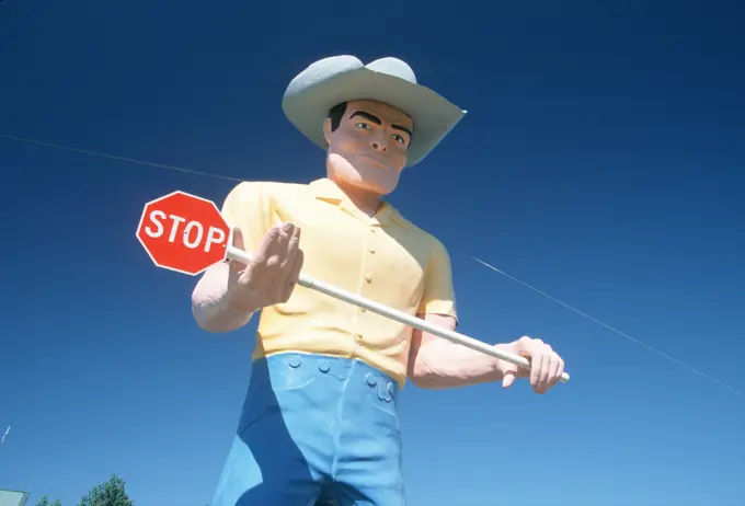 Big cowboy roadside attraction, Route 84, ID