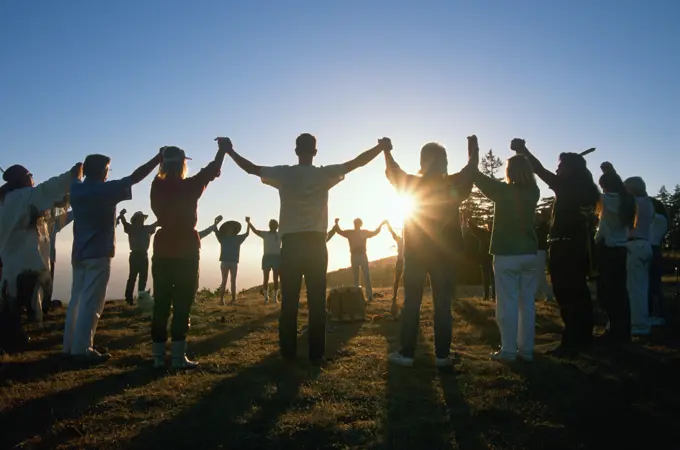 Circle of people at Earth Day Ceremony