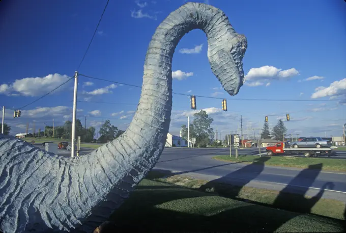 Statue of Dinosaur at roadside attraction, West VA