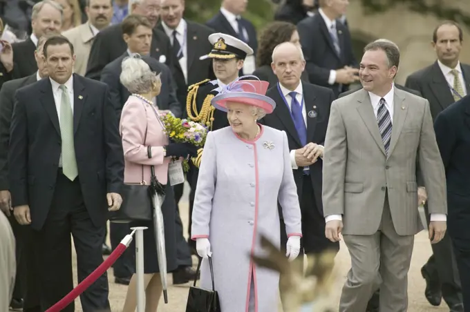 Her Majesty Queen Elizabeth II, Queen of England and Virginia Governor Timothy M. Kaine arriving at the Virginia State Capitol, Richmond Virginia as part of the 400th anniversary of the Jamestown Settlement, May 3, 2007