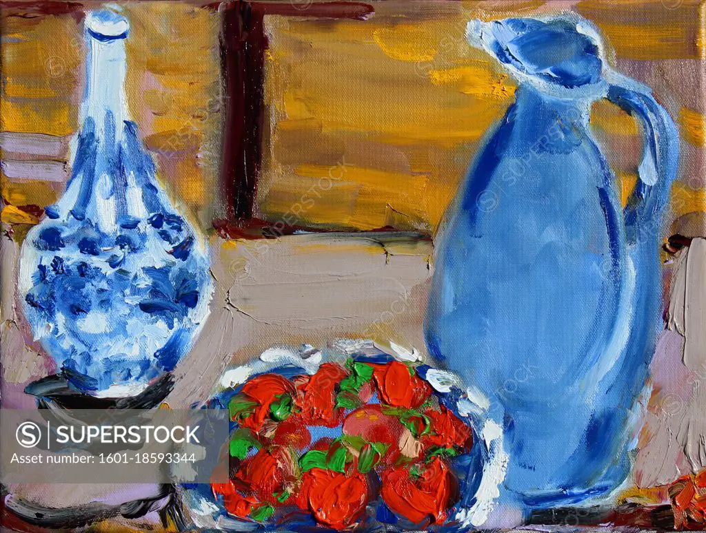 Still Life with Strawberries, 2020, Richard H. Fox (b.1960/American), Oil on Canvas