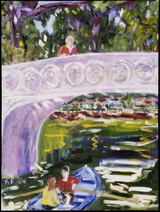 Woman on Bow Bridge, 2004, Richard H. Fox (b.1960/American), Oil on Canvas