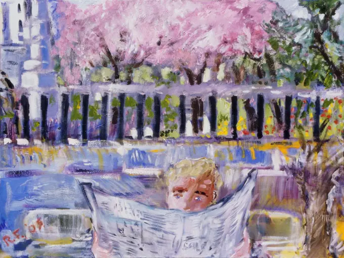 Newspaper, Prospect Park, 2005, Richard H. Fox (b.1960/American), Oil on Canvas