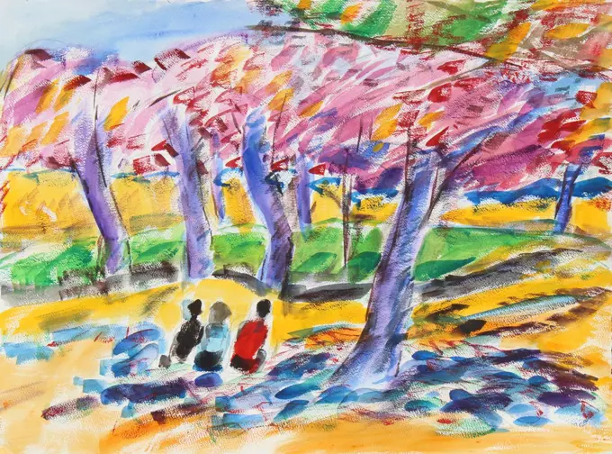 Sitting in the Woods, 2015, Richard H. Fox (b.1960/American), Watercolor on Paper