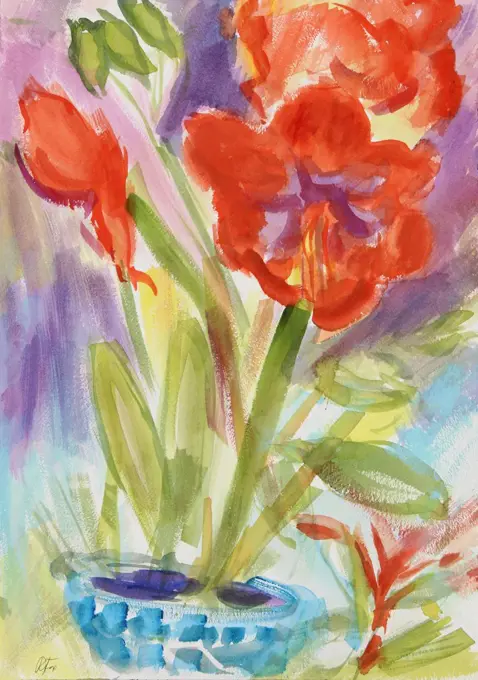 Amaryllis, 2000, Richard H. Fox (b.1960/American), Watercolor on Paper