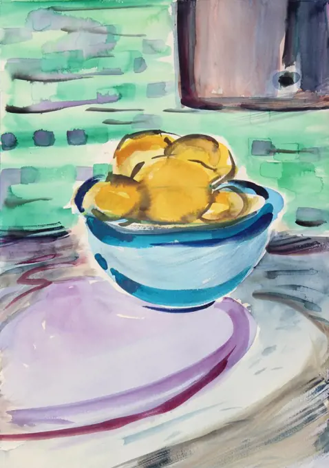 Still Life with Lemons, 2020, Richard H. Fox (b.1960/American), Watercolor on Paper