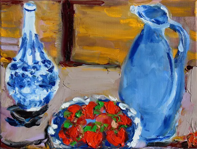 Still Life with Strawberries, 2020, Richard H. Fox (b.1960/American), Oil on Canvas