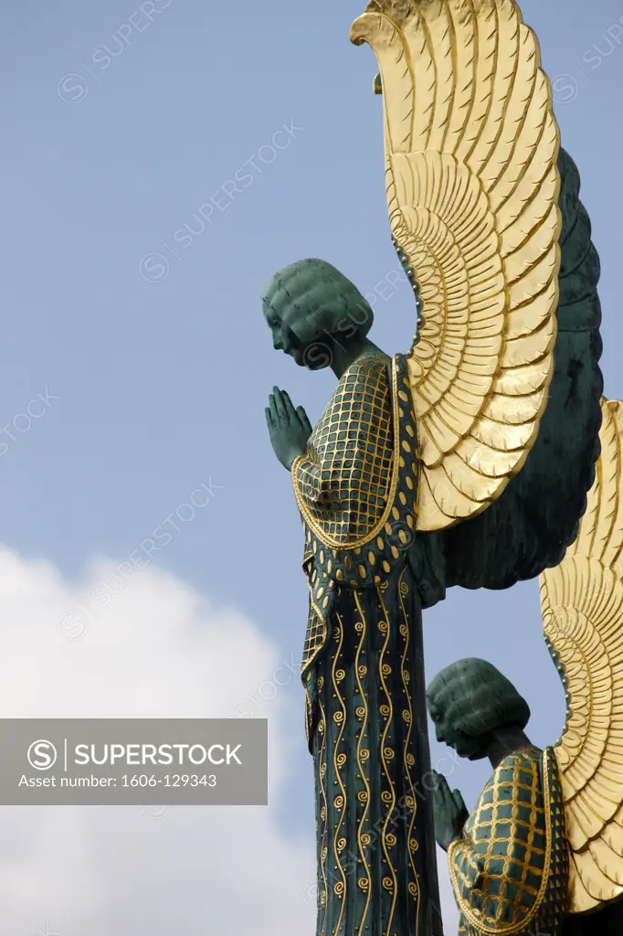 Austria, Vienna. Am Steinhof church angels by Othmar Schimtowitz Austria.