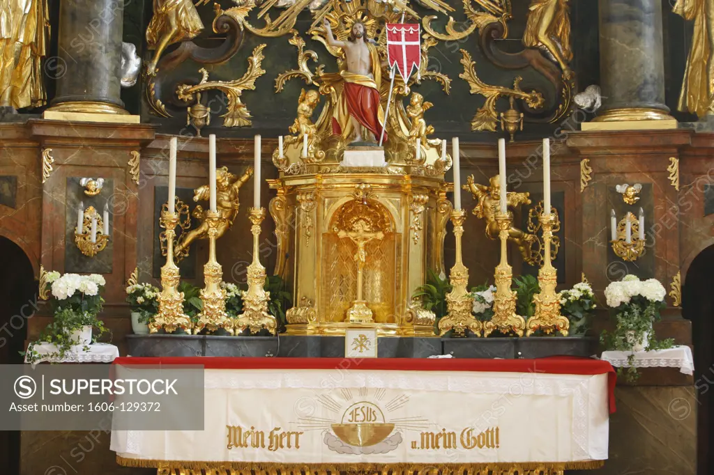 Austria, Lower Austria, Mauer bei Melk. Mauer bei Melk Church.  Baroque Altar.  Austria.