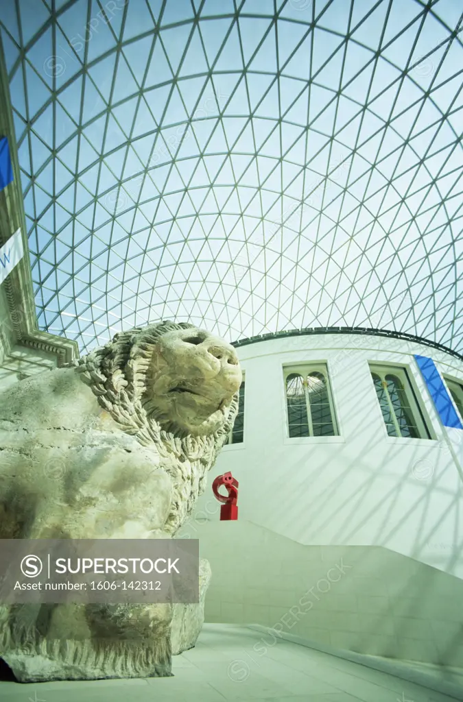 England,London,British Museum,Lion Statue in The Great Court