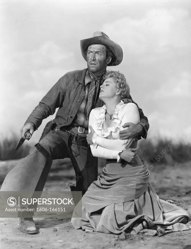 James Stewart and shelley Winters , Winchester 73 , 1950 directed by Anthony Mann Universal Pictures