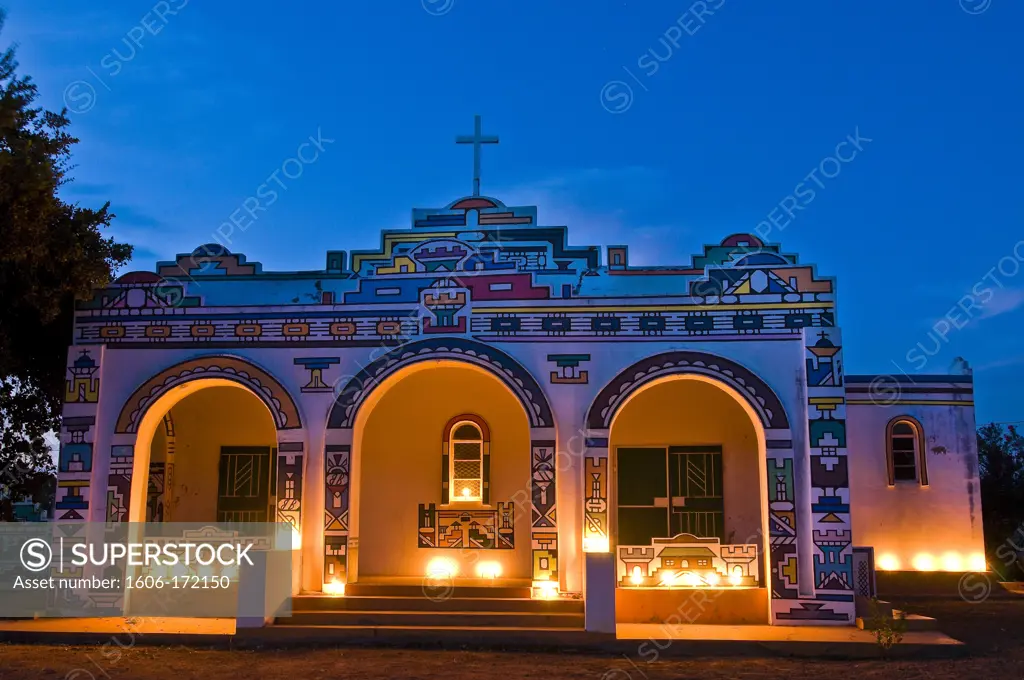 Africa, South Africa, Mpumalanga Province, KwaNdebele, Ndebele tribe, Mabhoko village, Ndebele church