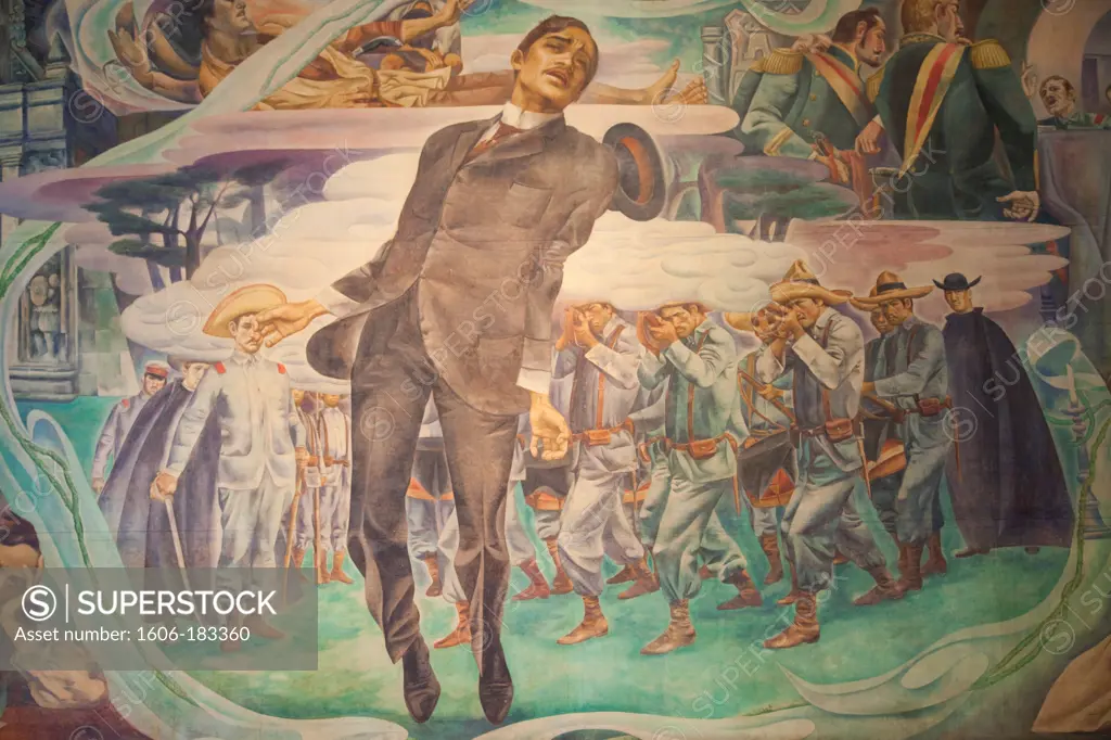 Philippines,Manila,Intramuros,Fort Santiago,Rizal Shrine,Mural depicting the Execution of Dr.Jose Rizal