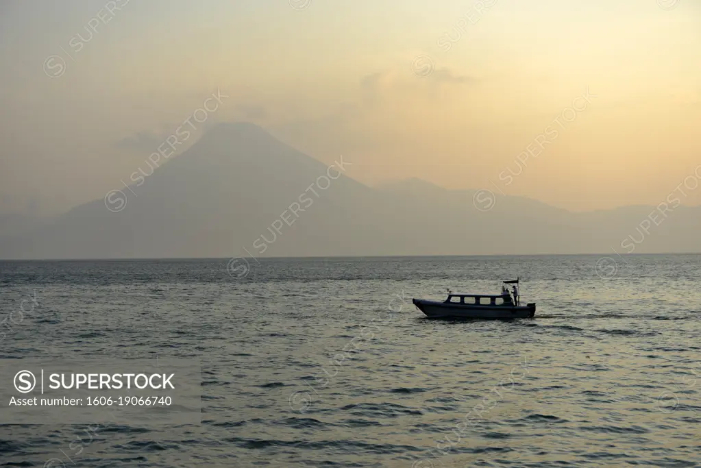 A boat at Atitlan Lake in Guatemala, Central America.