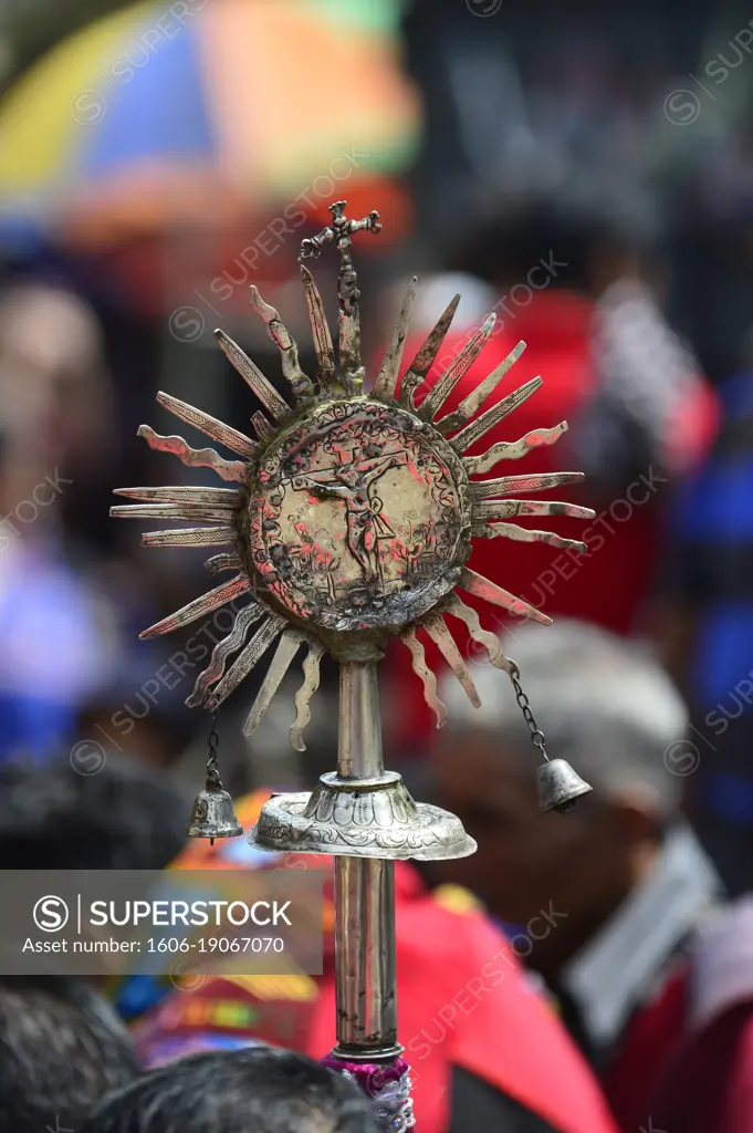 Mayan cross with a big Sun in Chichicastenango, Guatemala, Central America.