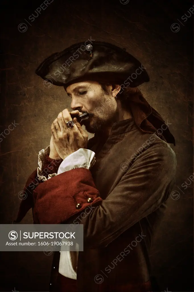 Pirate playing the harmonica