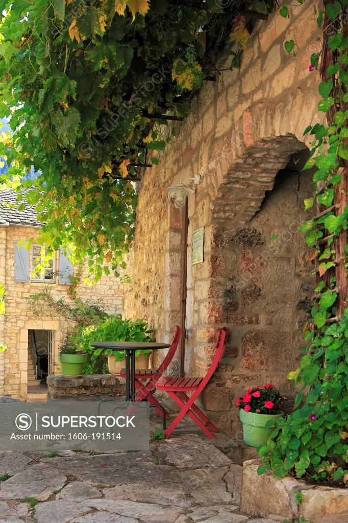 France, Lozère (48), a village in the Tarn gorges, it is labeled one of The Most beautiful villages of France, the picturesque streets of the village