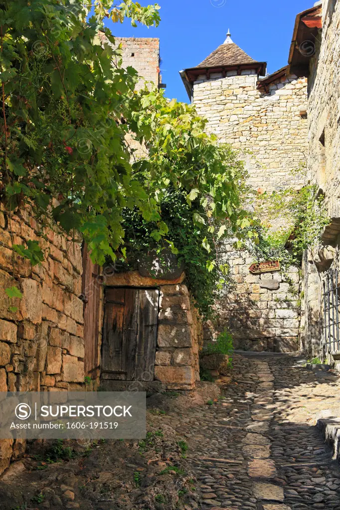 France, Lozère (48), a village in the Tarn gorges, it is labeled one of The Most beautiful villages of France, the picturesque streets of the village