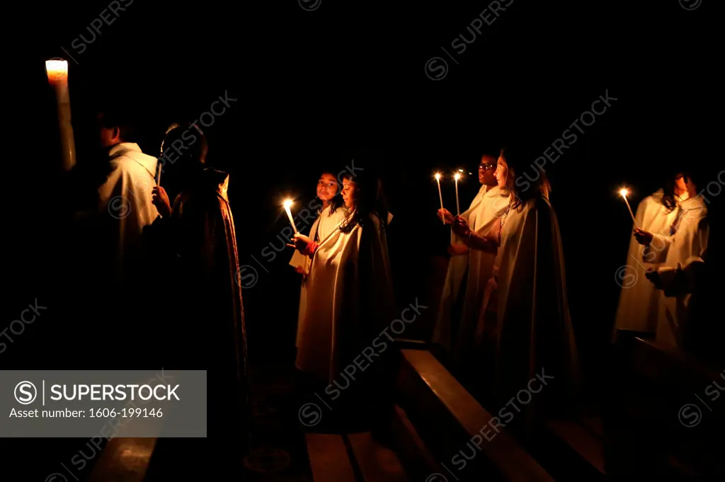 Church Of Notre-Dame Du Perpetuel Secours. Easter Vigil. Paris. France.