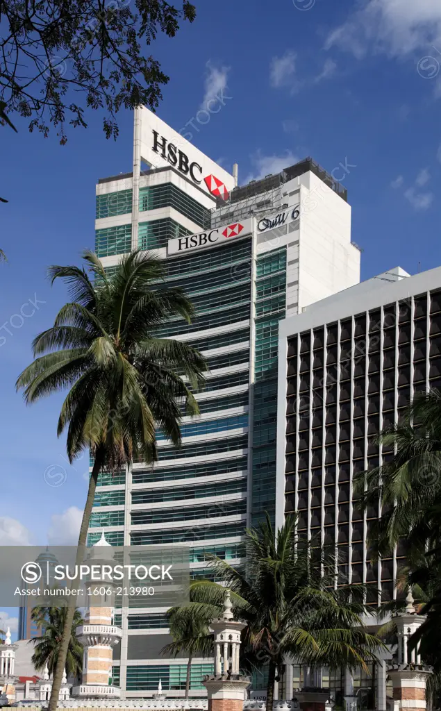 Asia,Malaysia, Kuala Lumpur, Merdeka Square, HSBC Building, Masjid Jamek Mosque,