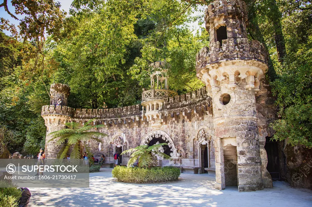 Monument to Italian architect Luigi Manini the Gardens of La Quinta da regaleira, Sintra, Lisbon area, Portugal