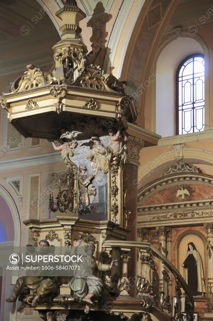 Chile, Santiago, Basilica de la Merced, interior, pulpit,