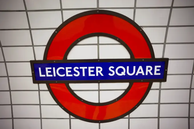 England,London,Leicester Square,Underground Station Sign