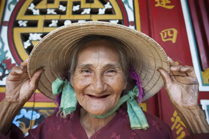 Vietnam,Hoi An,Portrait of Elderly Woman