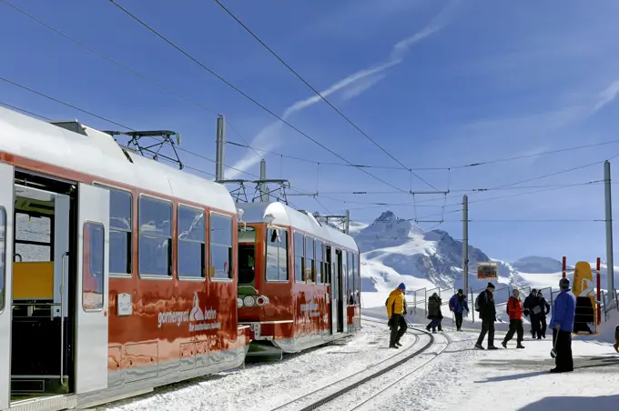 Switzerland, Canton of Vaud, Zermatt ski resort, Gornergrat railway on a viaduct