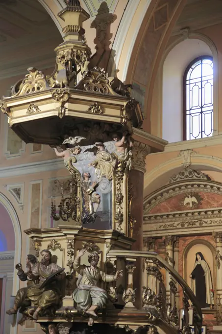 Chile, Santiago, Basilica de la Merced, interior, pulpit,