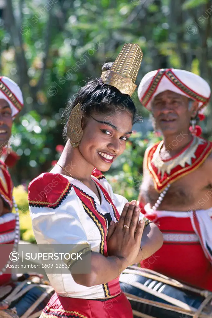 Female Kandy Dancer Dressed in Pooja Costume / Traditional Costume, Kandy, Sri Lanka